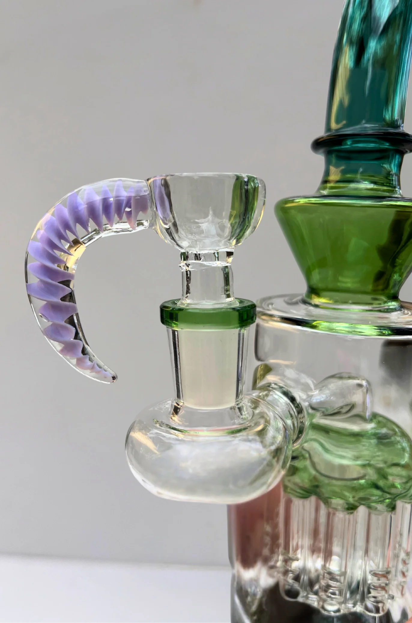 Horn Handle Heady Bowl – 14mm | Handblown Color Accent Slide - Image 2